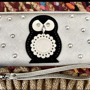 Silver Owl Wristlet